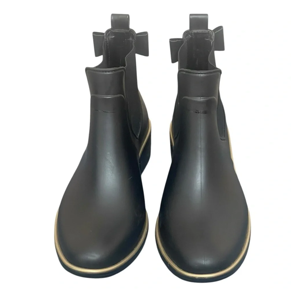 Kate Spade New York Solatice Rain‎ Boots Black Pull On Chelsea Style Size 6 NEW